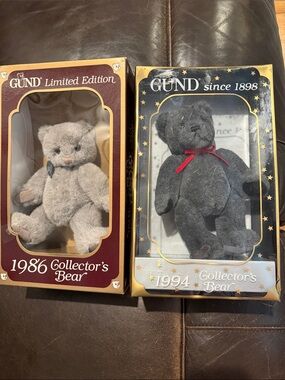 GUND Gray Plush Collector Bears Duo - Light Gray & Dark Gray